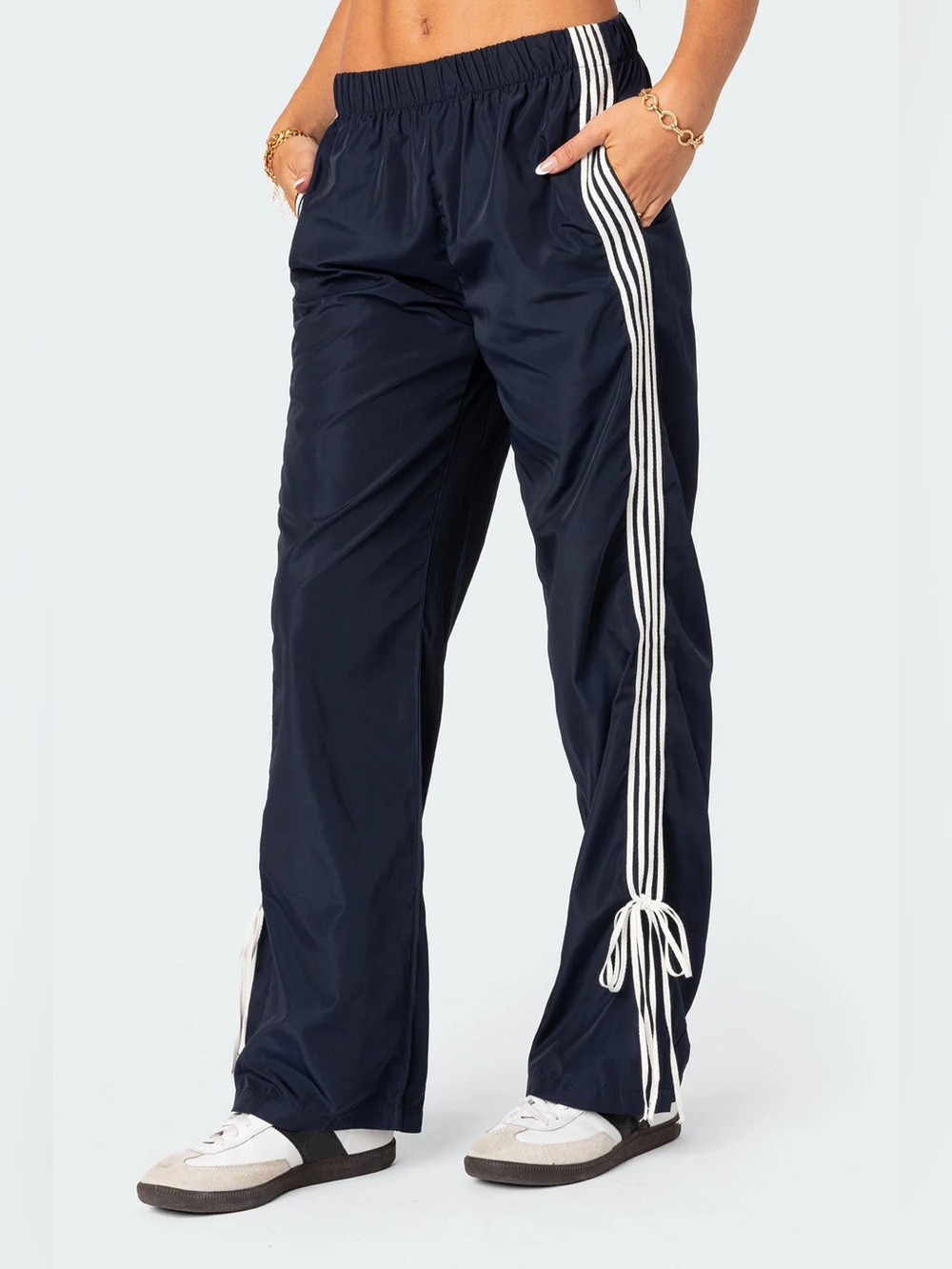 Edikted Navy Remy Ribbon Track Pants - Picture 2 of 9